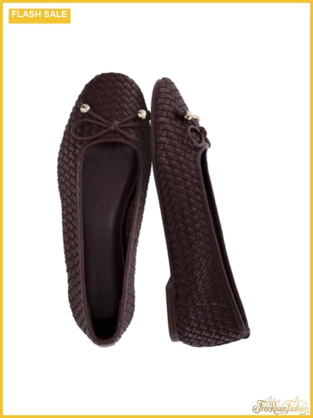 Woven Faux Leather Ballet Flats Slip-On Comfort Dressy Work Casual
